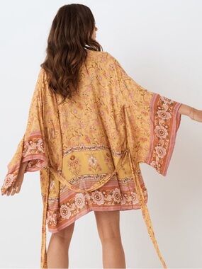 Spell 💫🌸 Portobello Road Short Robe Kimono in Mustard Seed sz S/M